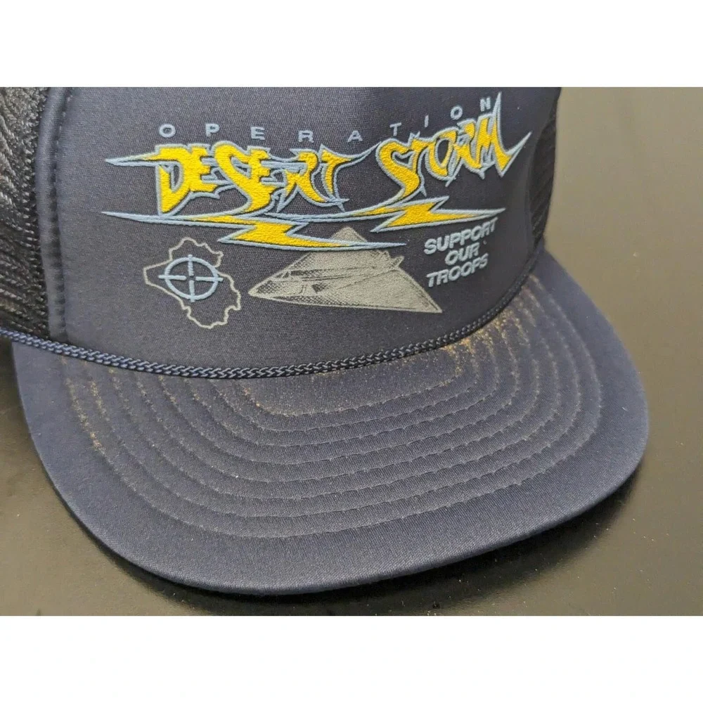 Operation Desert Storm Trucker Hat Cap Snapback Blue Yellow Military Adjustable